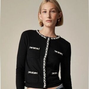 J crew Vintage Rib Lady Jacket with Jewel Trim